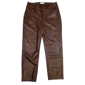 Abercrombie & Fitch Women Faux Leather Straight Pants Brown Burgundy Size 33/16L